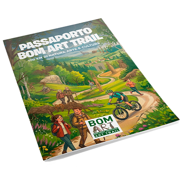 Passaporto colorato di Bomart Bologna Montana Art Trail in cui sono presenti le opere d'arte presenti lungo il percorso